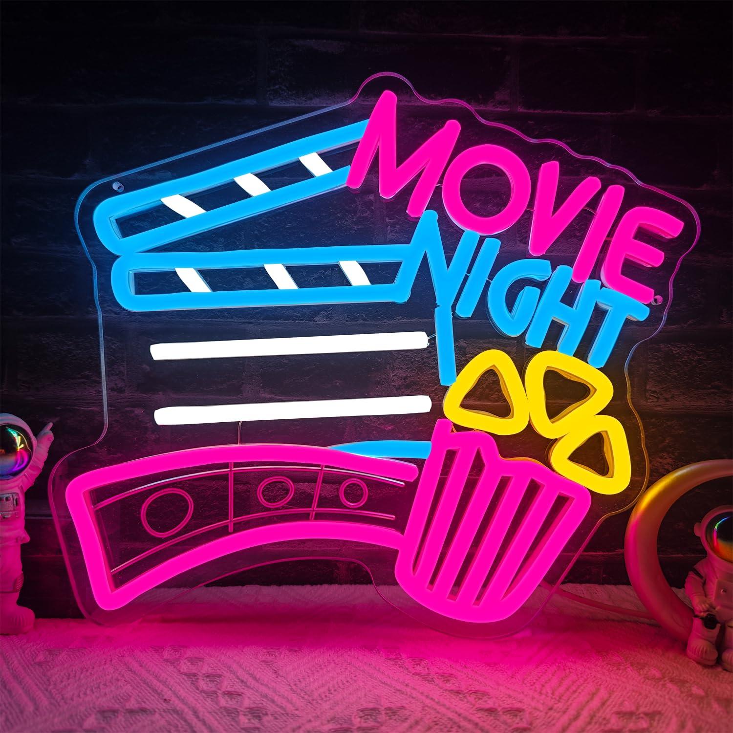 Home Cinema Night - Letrero de Neón para Noche de