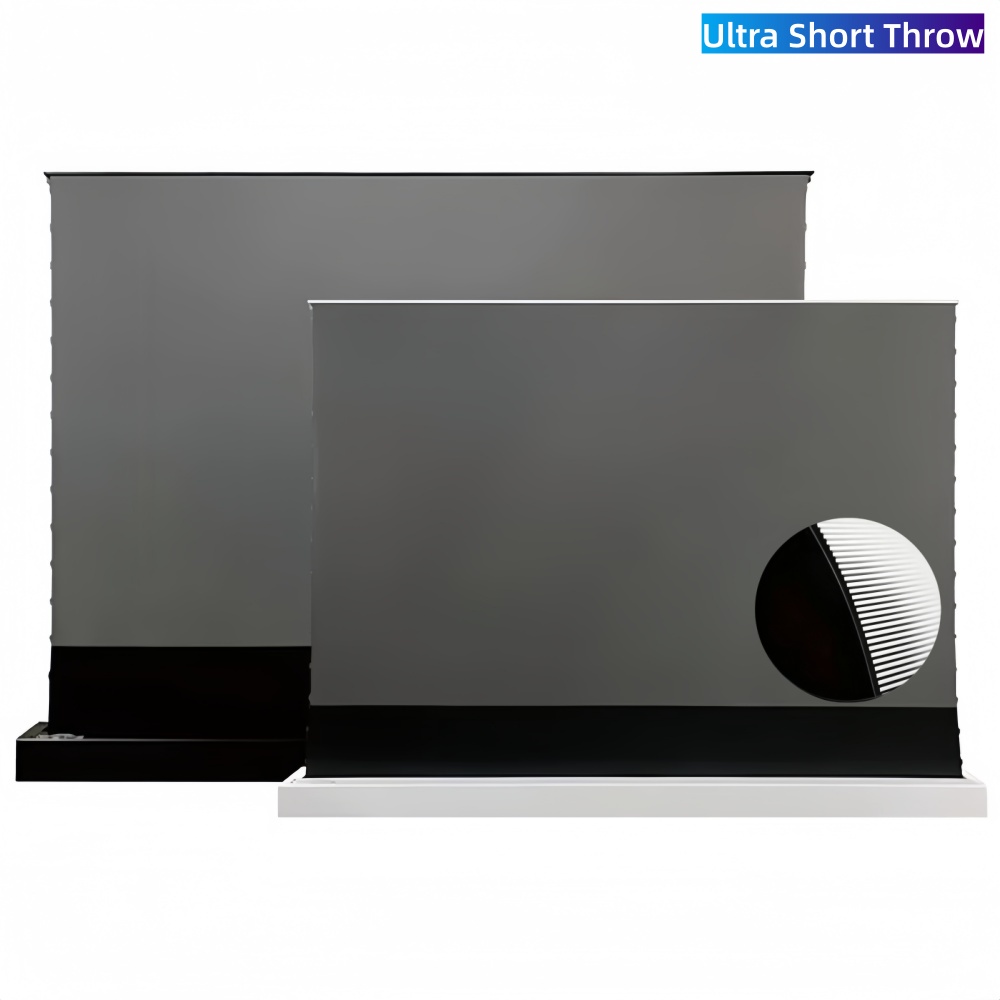 Home Cinema Ultra Short Throw Projector - Pantalla de Piso Eléctrica Tensada de