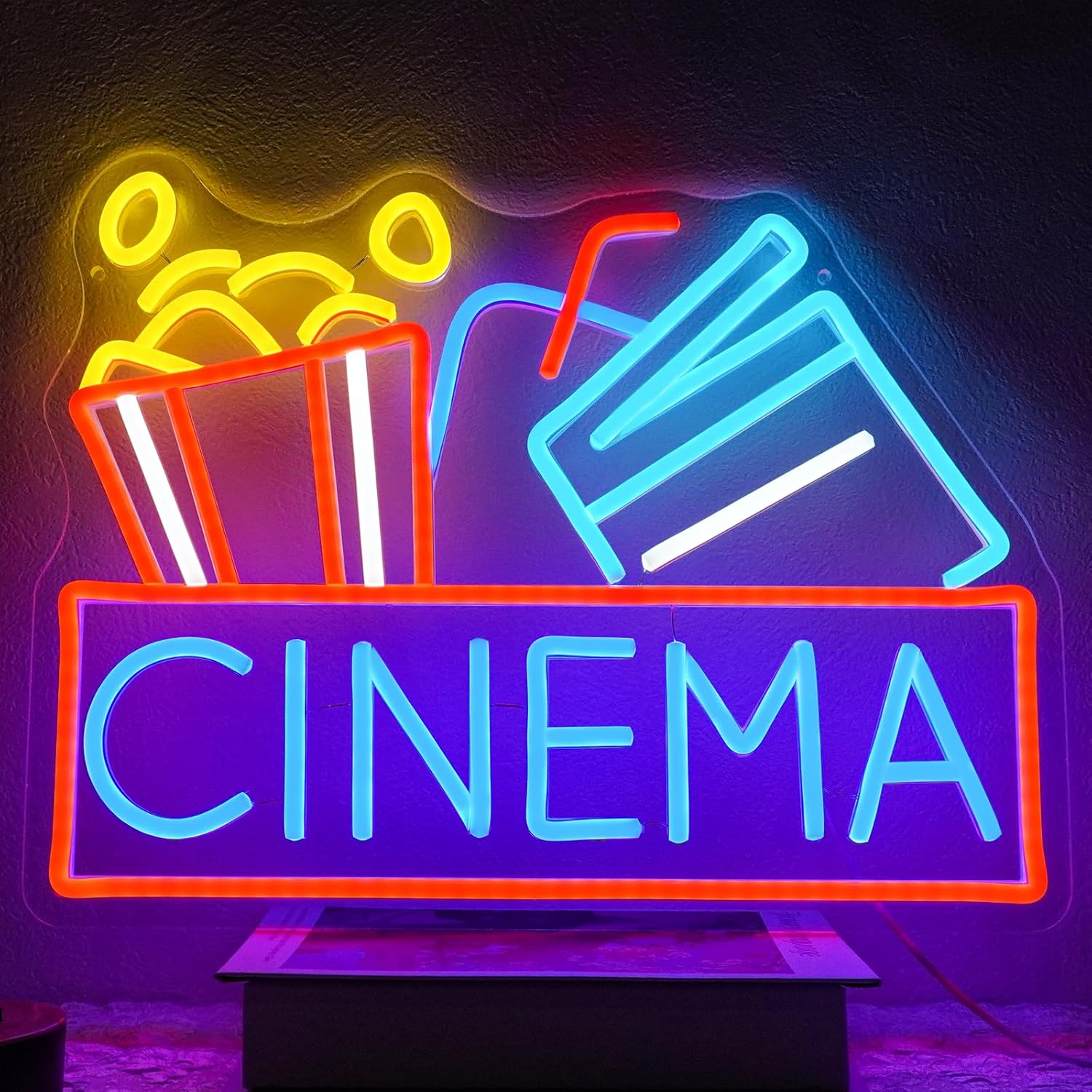 Home Cinema Night - Letrero de neón de cine, luz