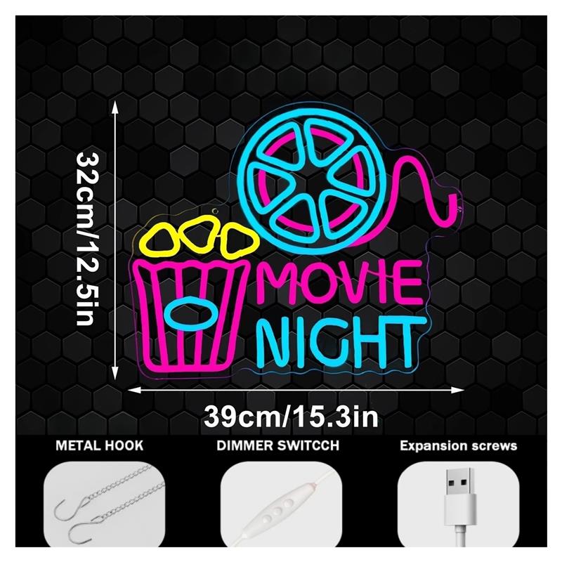 Letrero de neón con luz de pal - Home Cinema Night reseña y precio